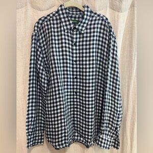 Orvis Men's Blue and White Checkered Shirt